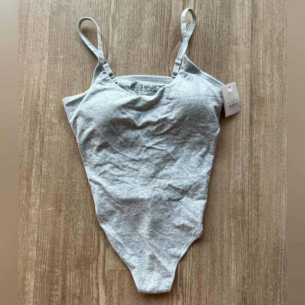 Auden Padded Bodysuit NWT Size Large Light Gray Lightly Lined Seamless Thong